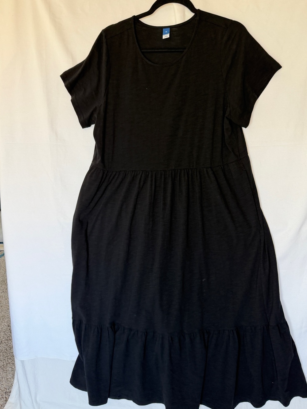 Old Navy Black Short-Sleeve Tiered Maxi Dress